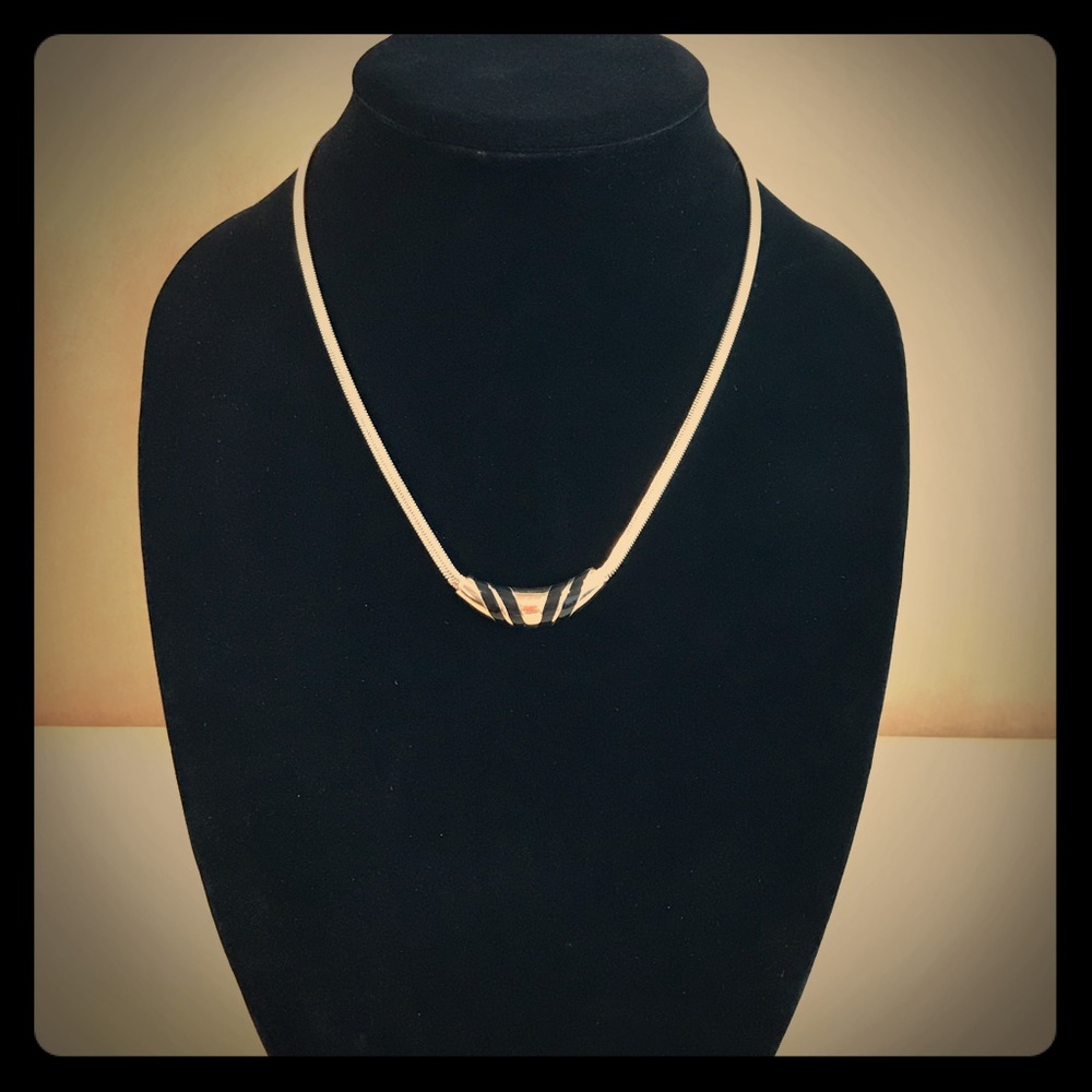 SIGNED Vintage Avon Enamel Snake Chain Necklace